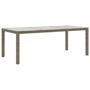 vidaXL Mesa jard&iacute;n vidrio templado rat&aacute;n sint&eacute;tico gris 190x90x75 cm
