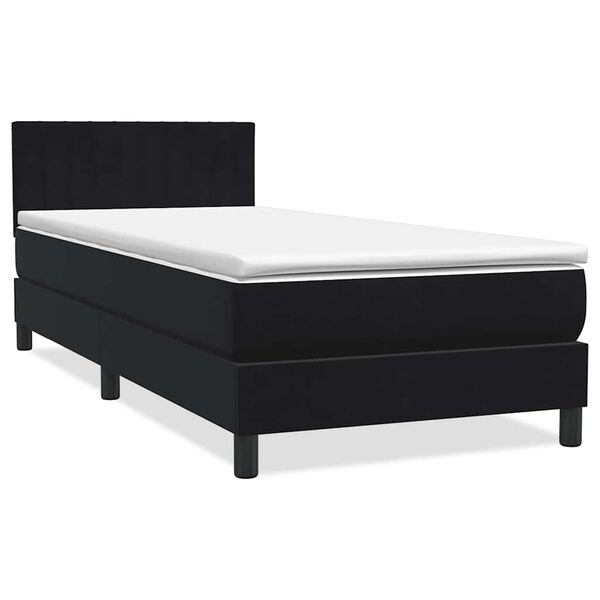 vidaXL Cama box spring con colch&oacute;n y LED terciopelo negro 90x220 cm