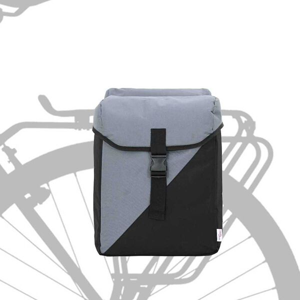 vidaXL Bolsa de bicicleta Negro y Gris 15.5 x 31.5 x 40 cm Poliéster