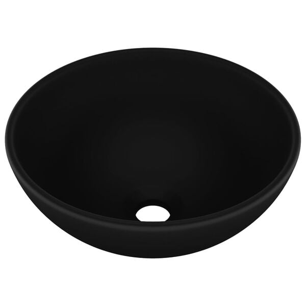 vidaXL Lavabo de lujo redondo cer&aacute;mica negro mate 32,5x14 cm