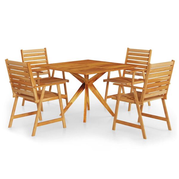 vidaXL Juego de comedor de jard&iacute;n 5 piezas madera maciza de acacia