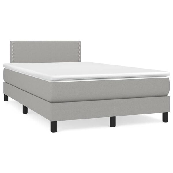 vidaXL Cama box spring con colch&oacute;n y LED tela gris claro 120x190 cm