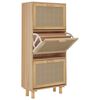 vidaXL Zapatero madera contrachapada marr&oacute;n rat&aacute;n natural 52x25x115 cm