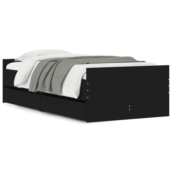 vidaXL Estructura de cama con cajones negro 90x190 cm