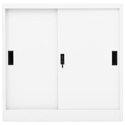vidaXL Armario de oficina con puerta corredera acero blanco 90x40x90cm