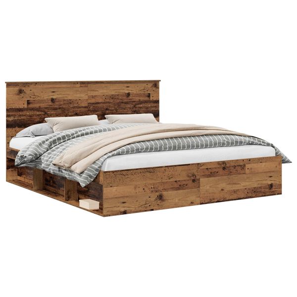 vidaXL Estructura de cama con cabecera Madera vieja 200 x 200 cm