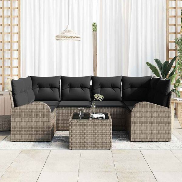 vidaXL Conjunto de sof&aacute; de jard&iacute;n Gris 55 x 55 x 37 cm rat&aacute;n sint&eacute;tico