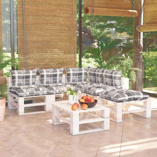 vidaXL Muebles de jard&iacute;n de palets 6 pzas y cojines madera de pino