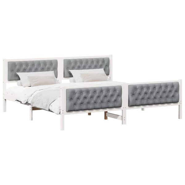 vidaXL Estructura de cama con cabecera Gris Claro 200 x 200 cm