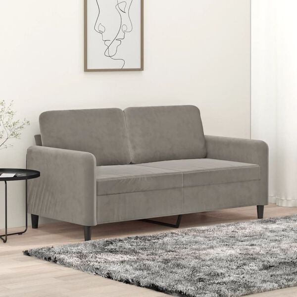 vidaXL Sofá de 2 plazas de terciopelo gris claro 140 cm