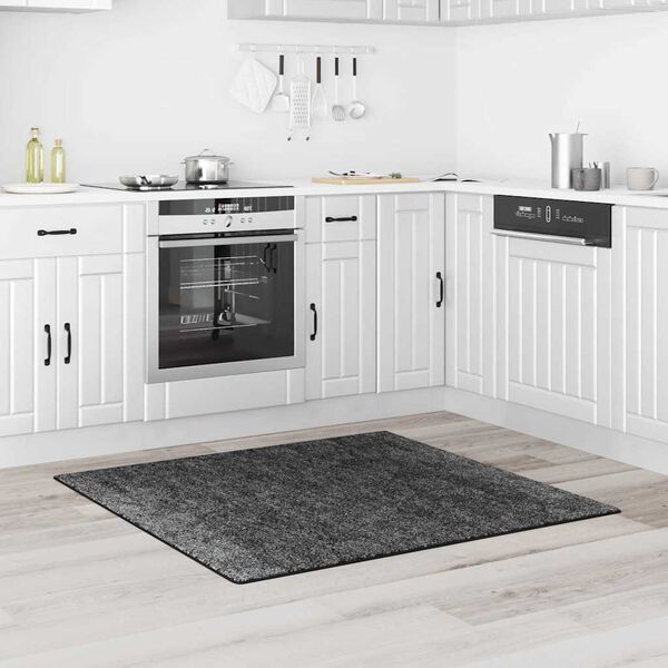 vidaXL Alfombra Shaggy Antideslizante Gris oscuro 120 x 120 cm PP