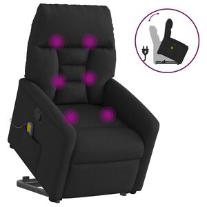 vidaXL Sill&oacute;n reclinable de masaje elevable tela negro
