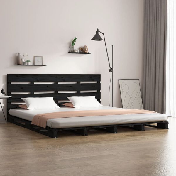 vidaXL Estructura de cama de madera maciza de pino negro 140x190 cm