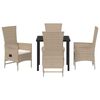 vidaXL Conjunto de Comedor de Jard&iacute;n 5 pcs Beige rat&aacute;n sint&eacute;tico