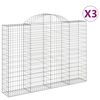 vidaXL Cestas de gaviones 3 uds forma de arco hierro 200x30x140/160 cm