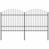 vidaXL Valla de jard&iacute;n con punta de lanza de acero 337x175 cm negra