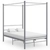 vidaXL Estructura de cama con dosel sin colch&oacute;n metal gris 120x200 cm