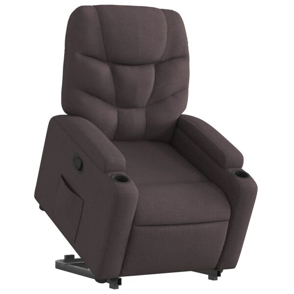 vidaXL Sill&oacute;n reclinable elevable tela marr&oacute;n oscuro