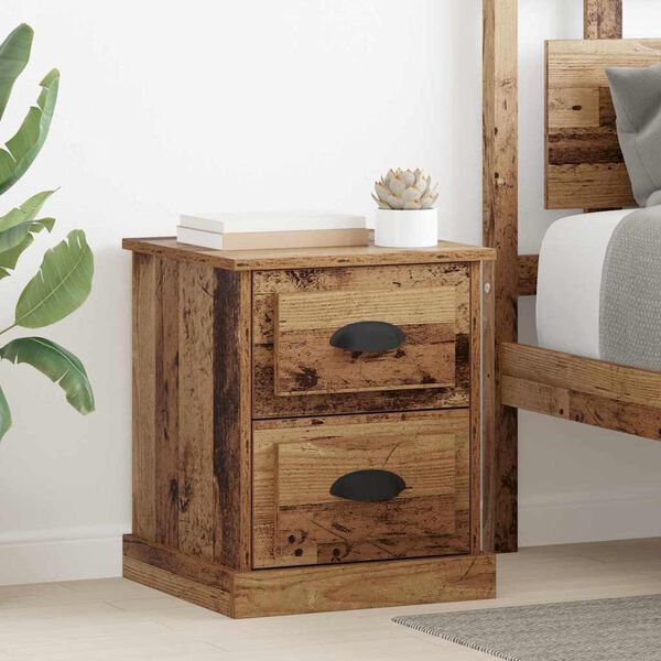 vidaXL Armario de Noche con caj&oacute;n Madera vieja 39 x 39 x 47.5 cm