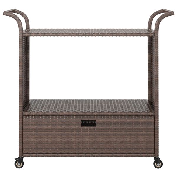 vidaXL Carrito de bar con cajón ratán sintético marrón 100x45x97 cm