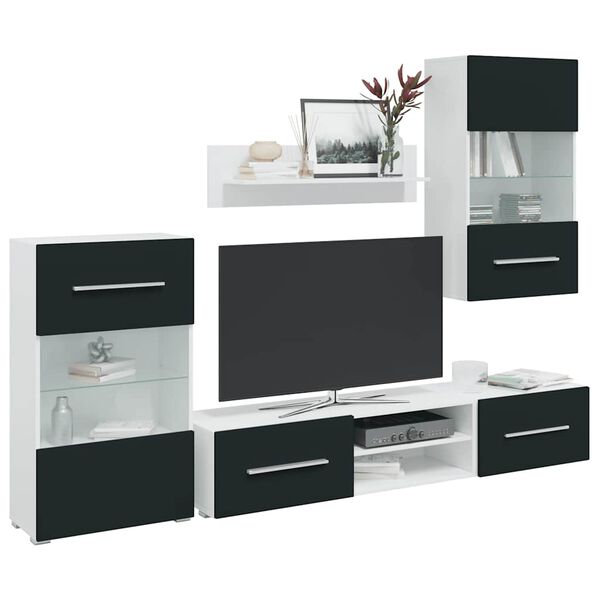 vidaXL Muebles para TV 5 piezas con iluminación LED índigo mate