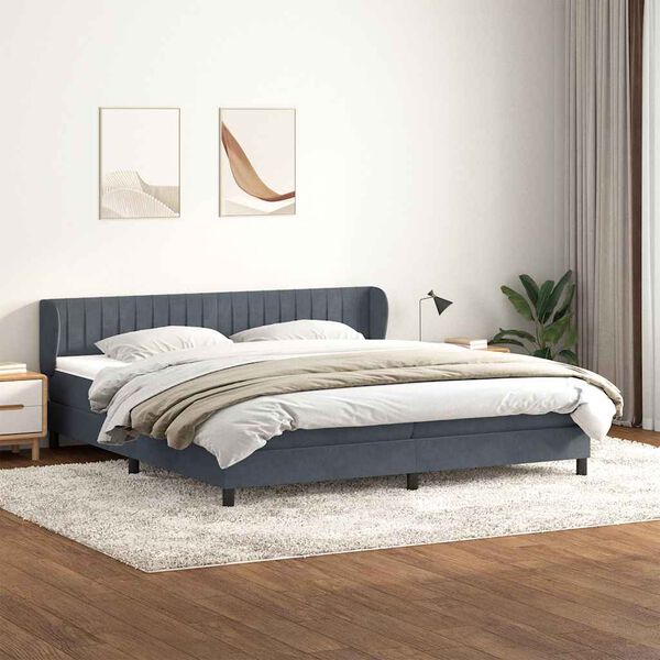vidaXL Cama box spring con colchones terciopelo gris oscuro 200x210 cm