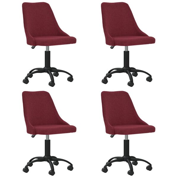 vidaXL Sillas de comedor giratorias 4 unidades tela rojo vino tinto