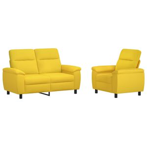 vidaXL Juego de Sof&aacute; 2 pcs Amarillo Claro Tela