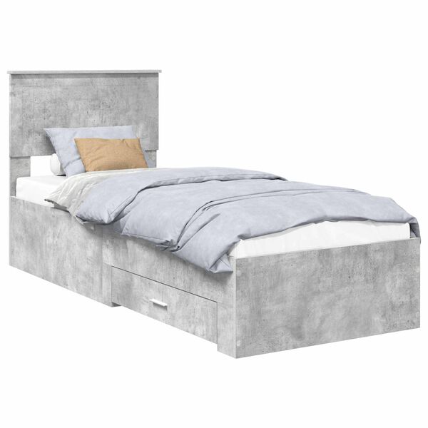 vidaXL Estructura de cama con caj&oacute;n Gris Concreto y Plata 70 x 190 cm
