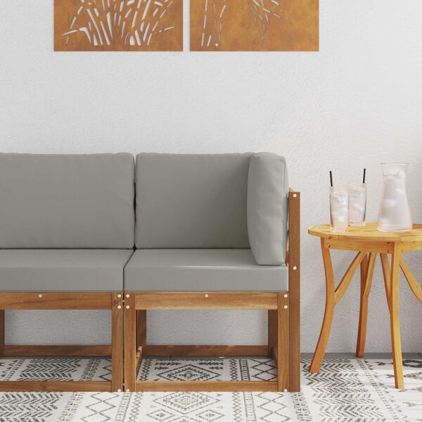 vidaXL Sof&aacute; de esquina para exteriores Madera de Acacia S&oacute;lida