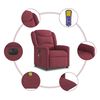 vidaXL Sillón de masaje reclinable eléctrico tela rojo tinto