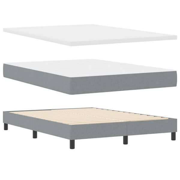 vidaXL Cama tipo Box Spring con colch&oacute;n Gris claro 140 x 200 cm tela