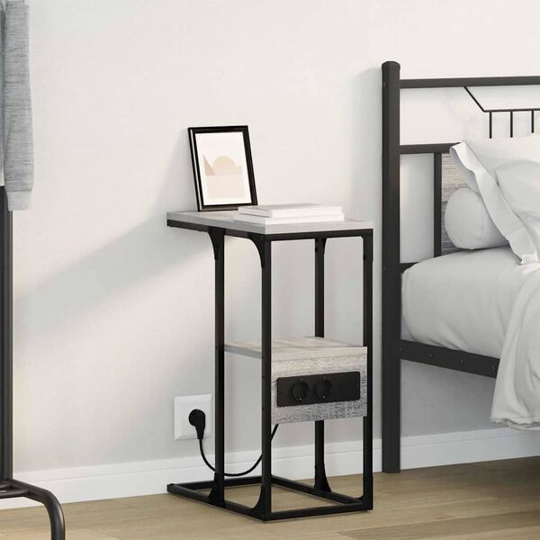 vidaXL Armario de Noche con caj&oacute;n Gris sonoma 41.5 x 26 x 60.5 cm