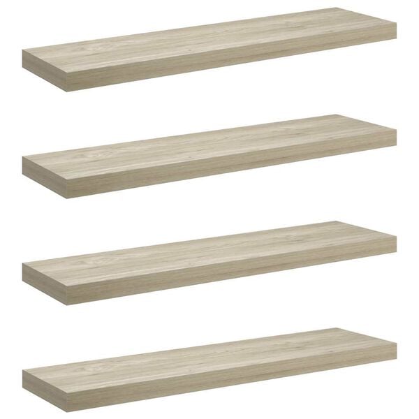 vidaXL Estantes flotantes de pared 4 uds MDF roble 90x23,5x3,8 cm