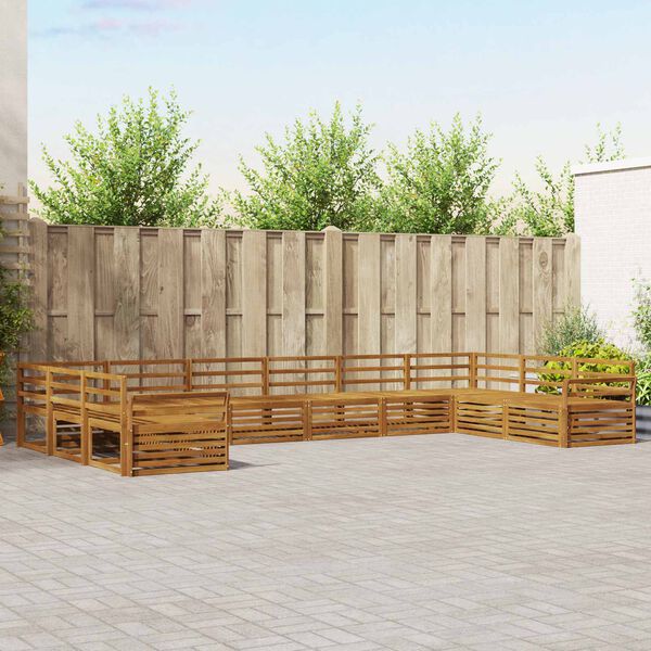vidaXL Juegos de sof&aacute;s 10 pcs Natural Madera de Acacia S&oacute;lida
