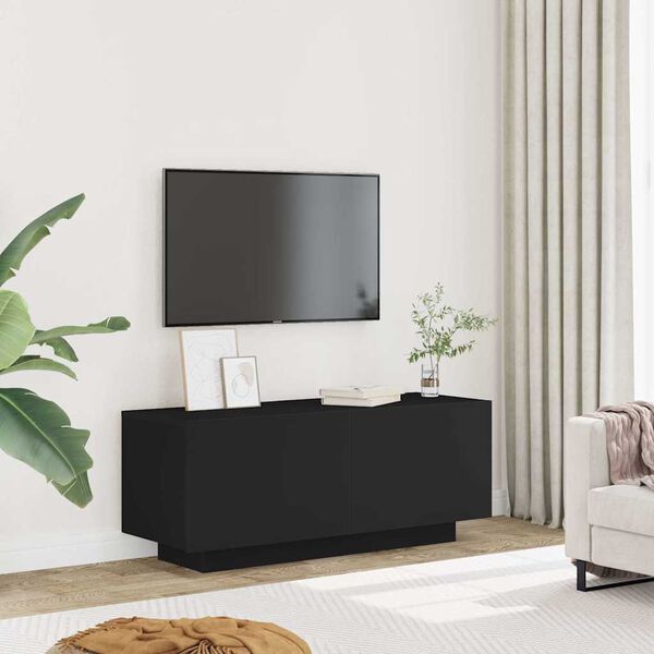 vidaXL Mueble para TV madera contrachapada negra 100x35x40 cm