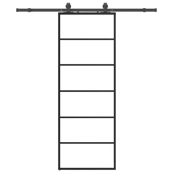 vidaXL Puerta corredera con juego herrajes negro 76x205 cm ESG vidrio