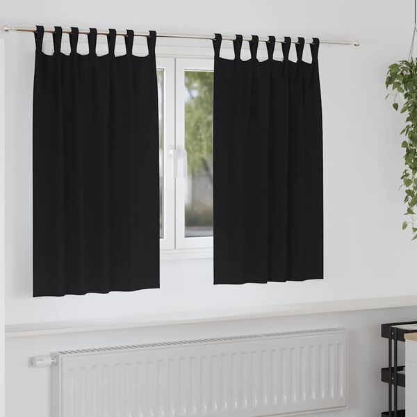 vidaXL Cortinas Opacas con Anillas 2 pcs Negro 140 x 140 cm Poliéster