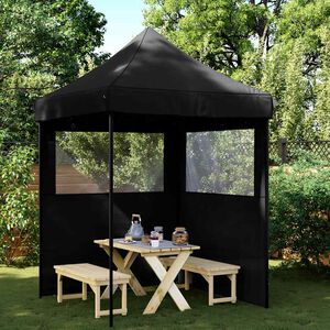 vidaXL Tienda de fiesta plegable Pop-Up con 2 paredes laterales negra