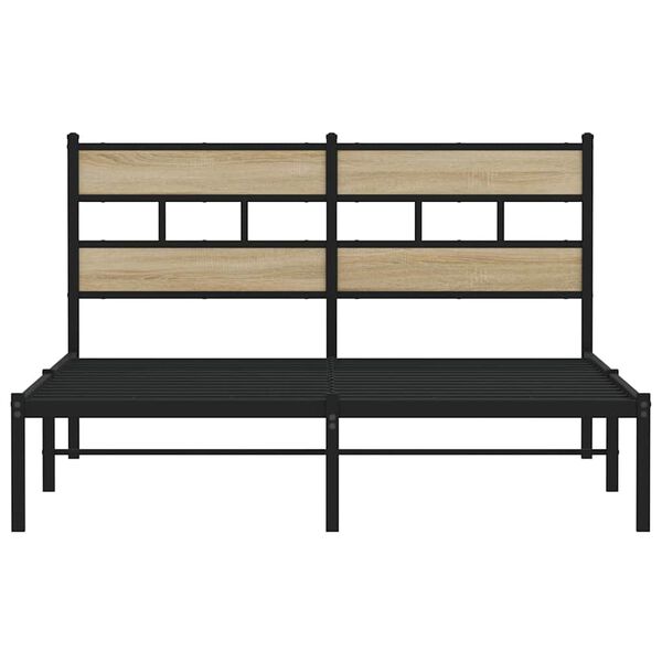 vidaXL Estructura de cama sin colch&oacute;n metal roble Sonoma 135x190 cm