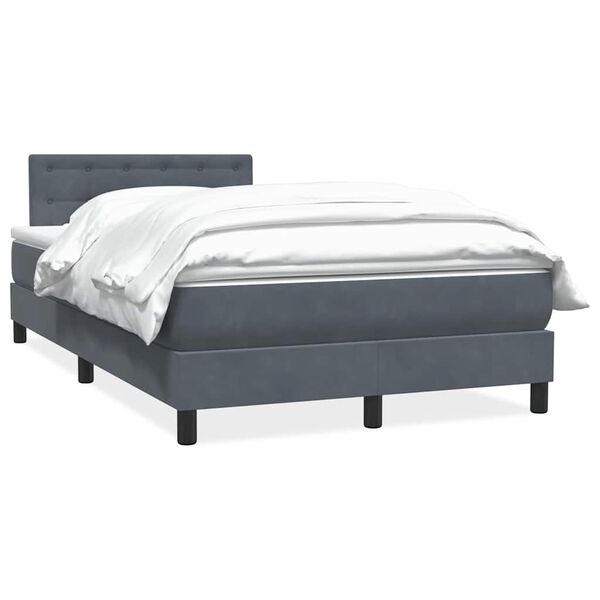 vidaXL Cama box spring con colch&oacute;n terciopelo gris oscuro 120x220 cm