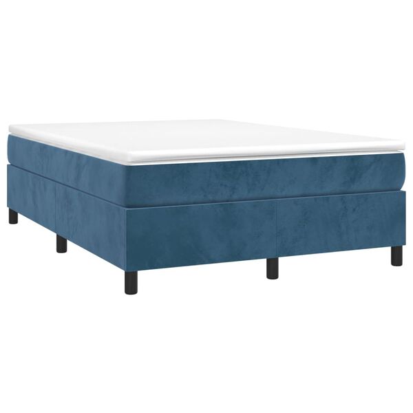 vidaXL Cama box spring con colchón terciopelo azul oscuro 140x200 cm