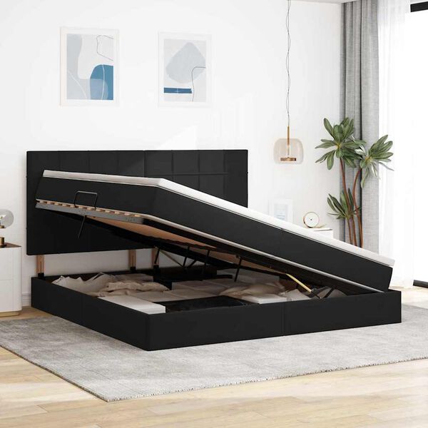 vidaXL Cama con almacenamiento y LED Negro 200 x 200 cm Terciopelo