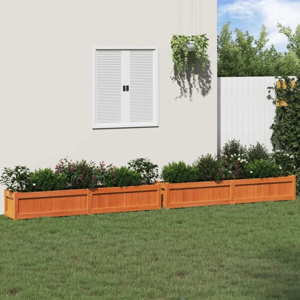 vidaXL Jardineras de exterior 2 uds madera maciza de pino marr&oacute;n cera