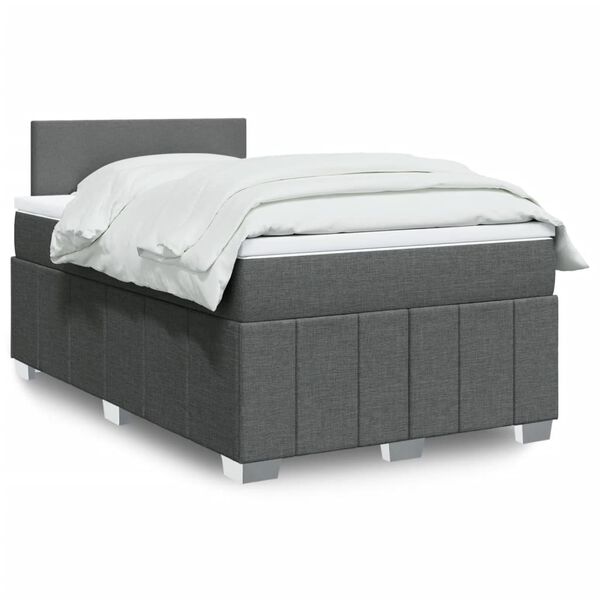 vidaXL Cama box spring con colch&oacute;n tela gris oscuro 120x190 cm