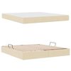 vidaXL Cama con almacenamiento y colch&oacute;n Crema 160 x 200 cm Poli&eacute;ster