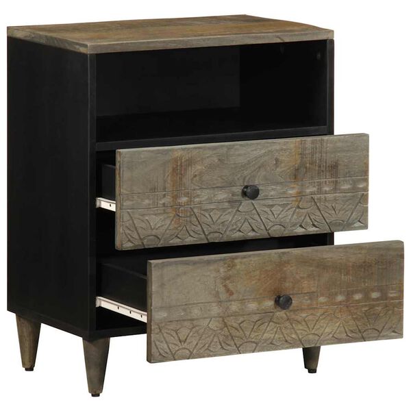 vidaXL Mesita de noche madera maciza de mango gris claro 50x33x60 cm