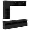 vidaXL Mueble de TV 7 pcs Roble Negro Madera de ingenier&iacute;a