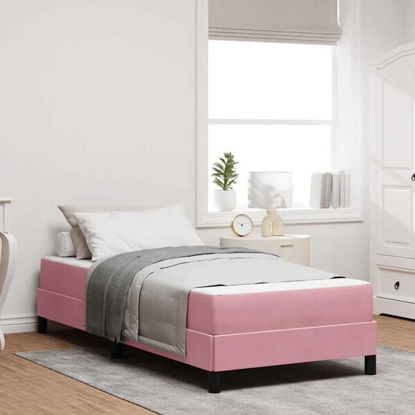 vidaXL Cama tipo Box Spring con colch&oacute;n Rosa 90 x 210 cm tela