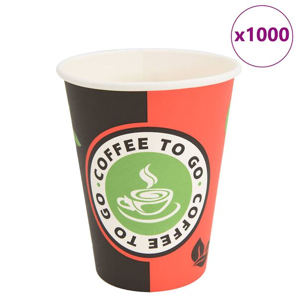 vidaXL Tazas de café de papel 1000 uds 12oz 300ml rojo y negro
